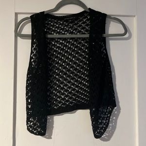 Black crochet cotton candy vest